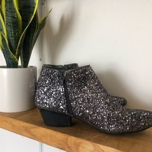 Sparkle glitter grey ankle booties